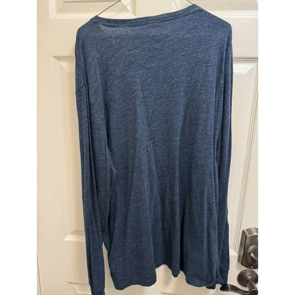 POLO RALPH‎ LAUREN CREW T-SHIRT 2XL NAVY BLUE LONG SLEEVE White PONY